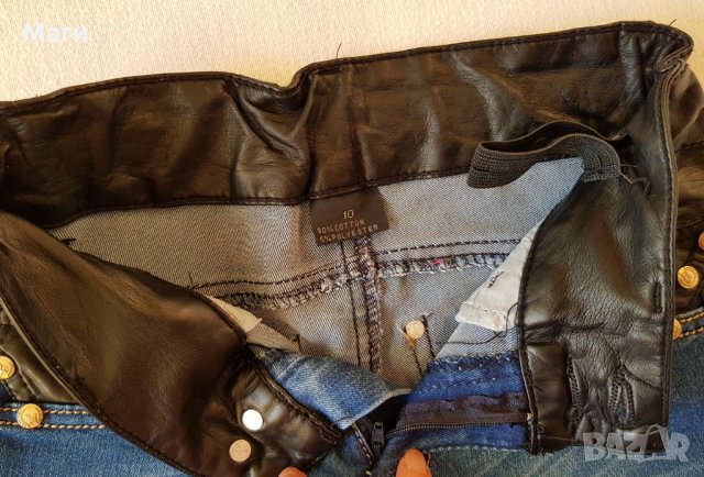 Дънки с кожени мотиви 9-10 години, снимка 8 - Детски панталони и дънки - 23480615