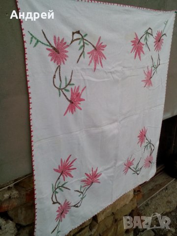 Стара бродирана покривка #9, снимка 2 - Антикварни и старинни предмети - 23789240