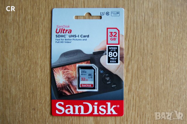 SanDisk Ultra SDHC 32GB UHS-I Class 10 80MB/s карта памет, снимка 1 - Чанти, стативи, аксесоари - 22569629