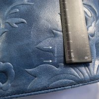 Естествена кожа, синя дамска чанта марка Giulia, снимка 6 - Чанти - 18826261