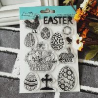 Пролет Великденски яйца кошница кръст силиконов гумен печат украса бисквитки фондан Scrapbooking, снимка 1 - Други - 25760429