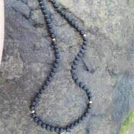 Мъжки гердан в СТИЛ tabby от естествени камъни Ръчна изработка броеница оникс и стомана куршум Табу, снимка 5 - Колиета, медальони, синджири - 13221638