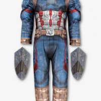 Костюм на Капитан Америка с мускули и щитове за ръцете, снимка 3 - Детски панталони и дънки - 25391488