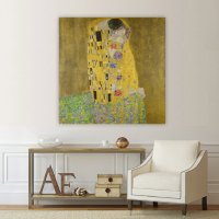 Картина Целувката- Густав Климт, репродукция, канава, класическа картина, рамкирана картина № 230, снимка 1 - Картини - 22322338