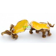 Декоративна метална кутийка за бижута във формата на слон с малко слонче - фаберже, снимка 2 - Декорация за дома - 15764014