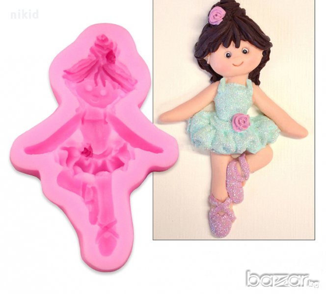 момиче на 1 крак танц балерина силиконов молд форма декорация украса фондан торта мъфини и др, снимка 1