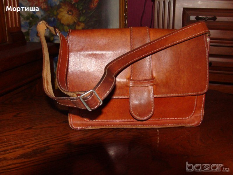  Арт дамска чанта естествена кожа РАЗПРОДАЖБА, снимка 1