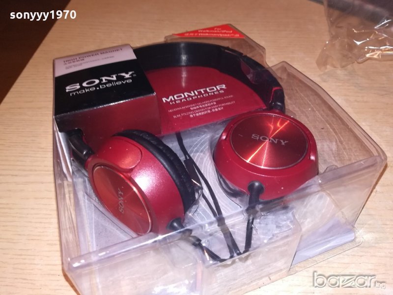sony red headphones-нови в опаковка, снимка 1