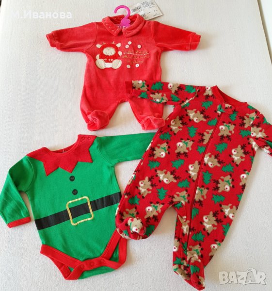 Коледни ромпъри 0-3 месеца, снимка 1