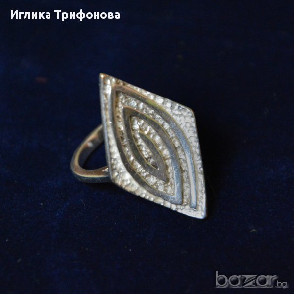 Сребърен пръстен ромб 925, снимка 1
