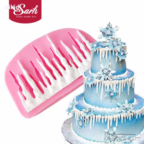 силиконов молд ледени висулки сталакмити замръзналото кралство украса торта декорация фондан шоколад, снимка 1