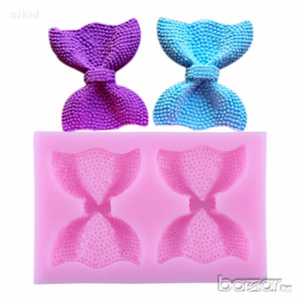 пандела 2 панделки на точки папионка силиконов молд форма за украса торта с фондан шоколад, снимка 1