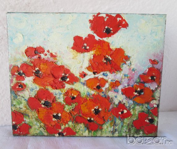 Макове, червени цветя... Мима / Art by MiMa, kartina, painting картина ___60, снимка 1 - Картини - 14454701