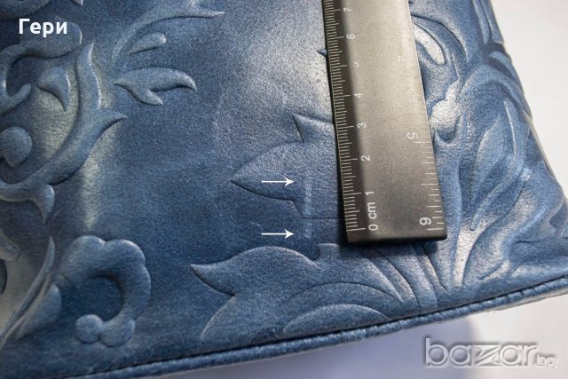 Естествена кожа, синя дамска чанта марка Giulia, снимка 6 - Чанти - 18826261