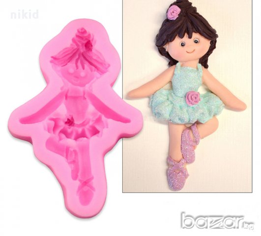 момиче на 1 крак танц балерина силиконов молд форма декорация украса фондан торта мъфини и др