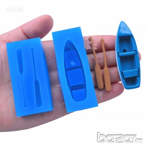 Лодка Кану Каяк с гребла силиконов молд декорация украса фондан торта мъфини и др