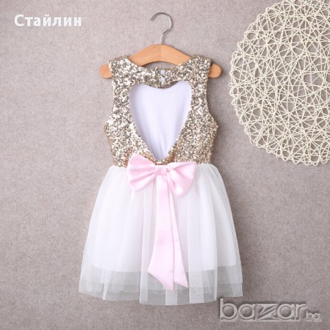 Детска официална рокля в злато и тюл размер 2 години, снимка 7 - Детски рокли и поли - 15580069