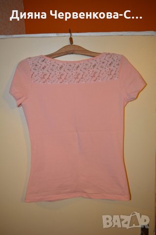 Блуза Esmara, бледо розова с дантела на гърба, снимка 2 - Тениски - 23897101