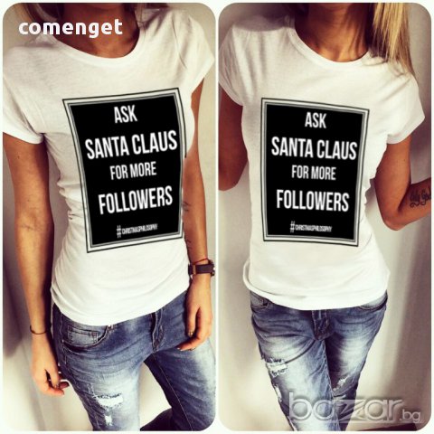 ТОП МОДЕЛ! Дамска тениска CHRISTMAS PHILOSOPHY! Поръчай с ТВОЯ идея!, снимка 2 - Тениски - 15078238