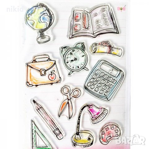 Ученически предмети силиконов гумен печат декор украса за бисквитки фондан Scrapbooking