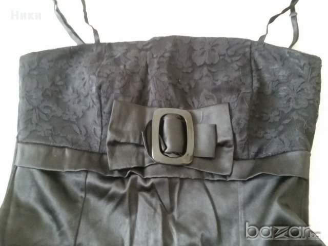 Черна сатенена рокля - размер bg 42 ,36 eu / S / , снимка 3 - Рокли - 14558070