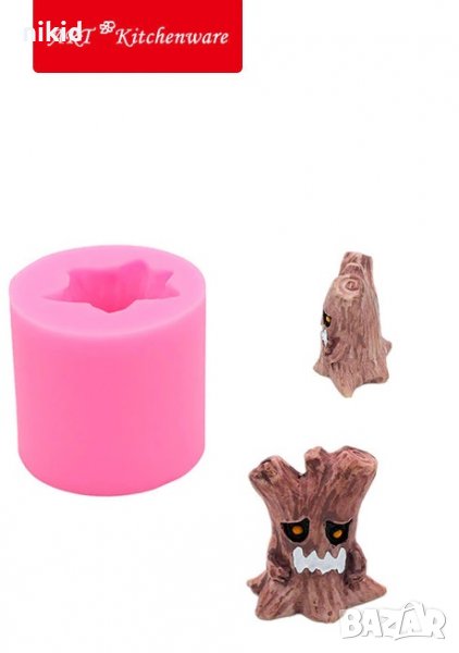 3D Дърво пън дънер цилиндър силиконов молд форма за украса торта фондан гипс сапун шоколад, снимка 1
