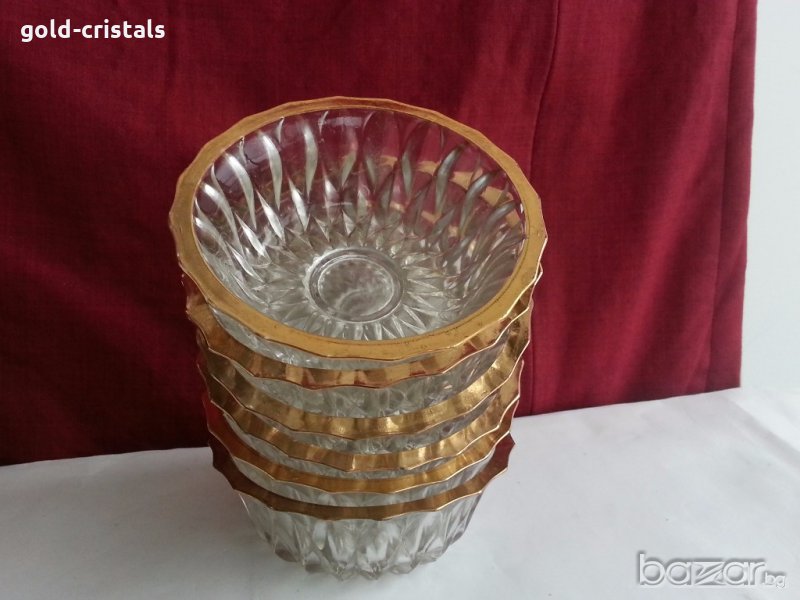 ретро кристални купички с златен кант, снимка 1