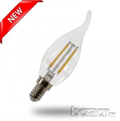LED лампа 4W Filament Пламък E14 Топло Бяла Светлина, снимка 1