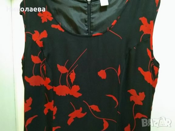 Дълга черна рокля с червени цветя.L/XL, снимка 4 - Рокли - 25440089