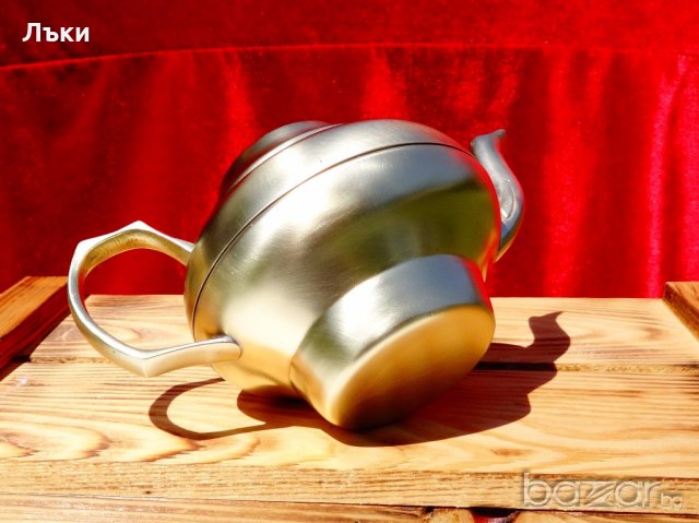 Старинен чайник от месинг, снимка 6 - Антикварни и старинни предмети - 19156389