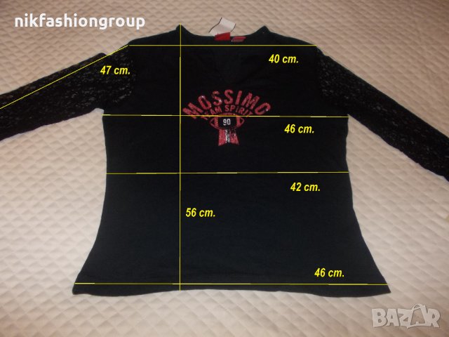 Черна блуза с ръкав от дантела М, L размер, снимка 4 - Блузи с дълъг ръкав и пуловери - 22638922