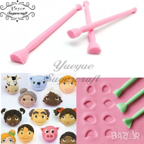 3 пластмасови инструмента за декориране направа на релефни очи фондан бисквитки украса фигурки декор