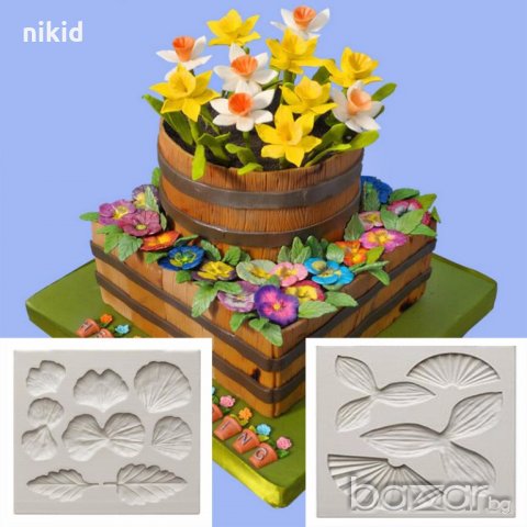 нарцис теменужки части за направа на цвете силиконов молд форма декорация торта фондан шоколад и др.