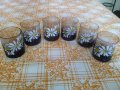 Комплект фабрично рисувани чаши за ракия с маргаритки, снимка 1