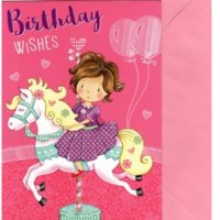 Картичка с принцеса за Рожден ден с плик (разлини цветове), снимка 1 - Други - 22686494