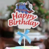  влакчето Томас Thomas  Happy Birthday Рожден ден картонен топер клечка за украса торта кексче декор, снимка 1 - Други - 23810764