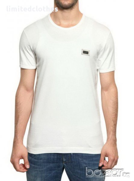 D&G Dolce and Gabbana White Metal Plate Logo Мъжка Тениска size 48 (M), снимка 1