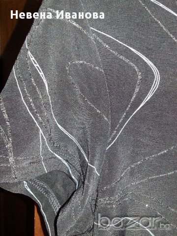 Еластична блуза къс ръкав черна сребристи ивици, снимка 2 - Блузи с дълъг ръкав и пуловери - 14660337