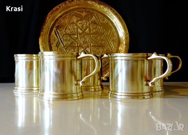  Масивни бронзови чаши 200 мл.,плюс стъклена чаша. , снимка 9 - Антикварни и старинни предмети - 24836414