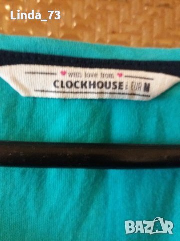 Дам.тениска-"CLOCKHOUSE"-slim fit-/памук+ликра/-тюркоаз.зелена. Закупена от Италия., снимка 3 - Тениски - 21963179