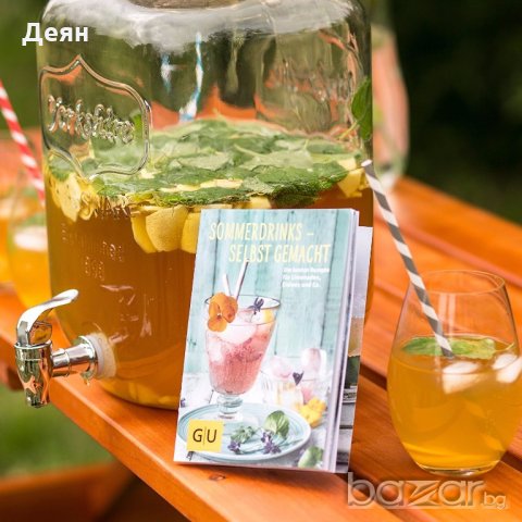 1677 Стъклен буркан с канелка за напитки 4 и 5 литра, снимка 2 - Други стоки за дома - 19576825