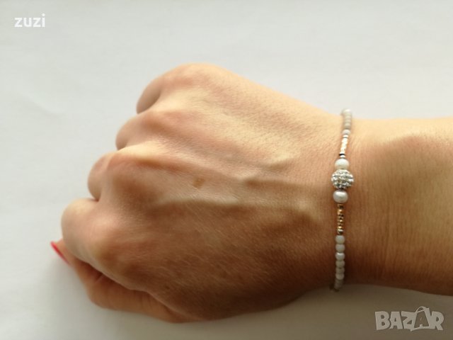 Сребърна италианска гривна с цирконий и позлата - сребро проба 925, снимка 1