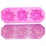 3 еднакви рози роза с листа силиконов молд форма декорация торта фондан шоколад и др., снимка 1 - Форми - 22948728
