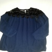 стилна дамска блуза с дантела размер L MADE IN ITALY , снимка 2 - Блузи с дълъг ръкав и пуловери - 20281295
