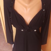 Черна рокля с деколте, снимка 1 - Рокли - 23666500