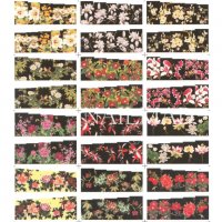 24 бр цветя черен фон слайдер ваденки водни стикери за нокти маникюр, снимка 3 - Продукти за маникюр - 23145514