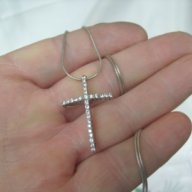 Сребърен кръст ръчна изработка, с циркони и синджир, снимка 9 - Колиета, медальони, синджири - 13722029