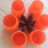 Малки халбички за концентрат оранжеви 40мл 6 бр комплект, снимка 3 - Чаши - 26160744
