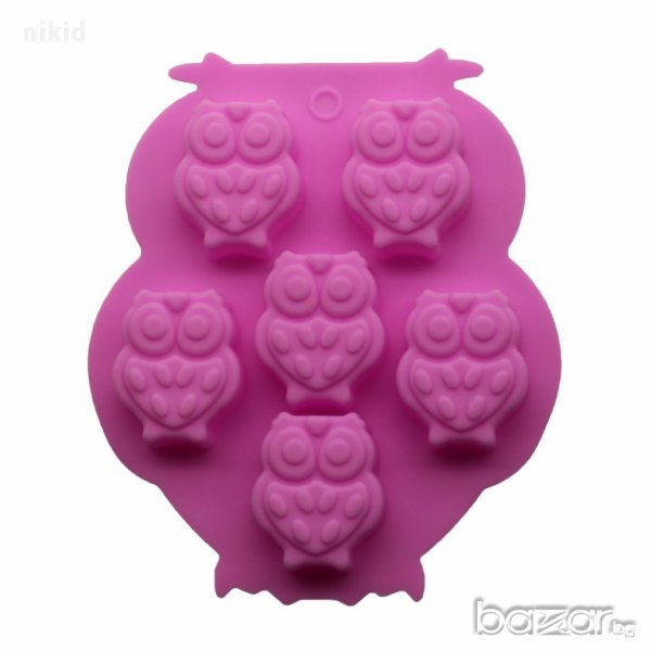 6 сови бухалчета силиконов молд калъп форма бонбони шоколад желирани украса декорация торта глина са, снимка 1