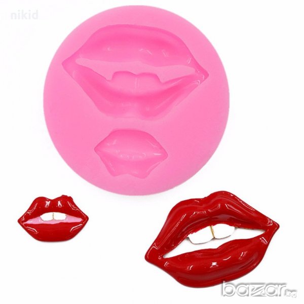 Секси устни уста със зъби силиконов молд форма декорация и украса торта фондан шоколад, снимка 1